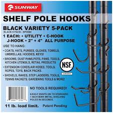 Variety Pack Shelf Pole Hooks In Black