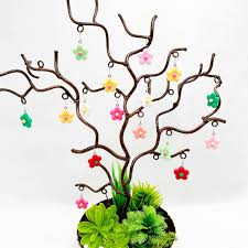 Set Of 12 Resin Flowers Tree Ornaments