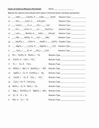 Chemical Reactions Types Worksheet 50
