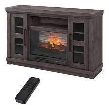 Home Decorators Collection Caufield 54 In Freestanding Electric Fireplace Tv Stand In Vintage Warm Oak