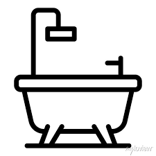 Bath Tub Icon Outline Vector Shower