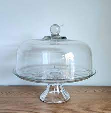 Vintage Pedestal Glass Cake Stand With