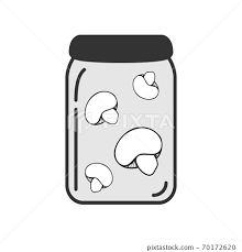 Glass Jar Editable Icon With Mushrooms