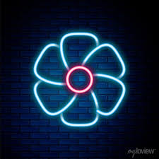 Glowing Neon Line Flower Icon Isolated