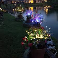 Solar Garden Lights Solar Firework Lights 120 Led Outdoor Waterproof With 2 Lighting Modes Twinkling And Steady On