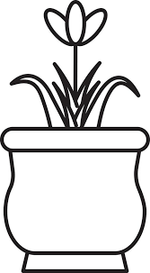 Flat Style Flower Pot Icon In Thin Line