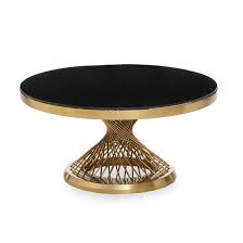 Anza Round Black Glass Coffee Table