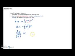 Rearranging Equations Kinetic Energy 1