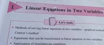 1 Limear Equations In Two Variables Let