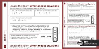 Simultaneous Equations Exit Ticket