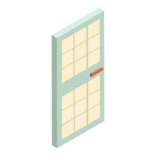 House Door With Glass Icon Cartoon