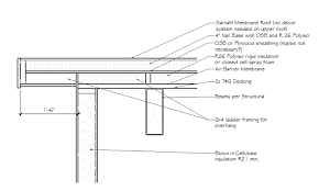 low slope roof with exposed beams