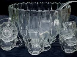 Clear Glass Flower Shaped Bowl Punch Cups