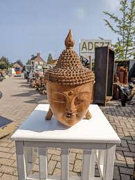 Wooden Statue Thai Buddha Head 30cm