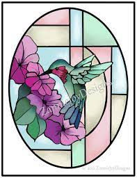 Stained Glass Hummingbird Print Instant