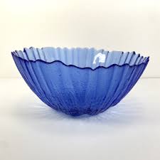 Vintage Cobalt Blue Glass Salad Bowl