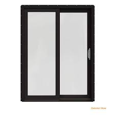 Jeld Wen 60 In X 80 In W 2500 Contemporary Black Clad Wood Right Hand Full Lite Sliding Patio Door W Stained Interior Black Licorice