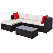 Outsunny 5 Piece Patio Wicker Furniture