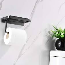 Lexora Bagno Bianca Stainless Steel Black Glass Shelf W Toilet Paper Holder Gun Metal