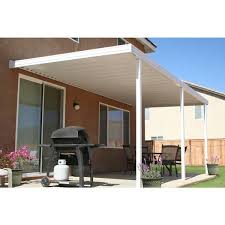 16 Ft X 8 Ft White Aluminum Frame Patio Cover 3 Posts 20 Lbs Snow Load