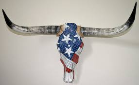 American Flag Longhorn Cow Skull Mosaic