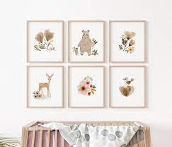 Set Of 6 Baby Girl Nursery Prints