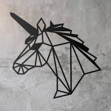 Geometric Steel Unicorn Wall Art