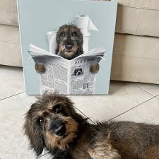 Custom Pet Portrait Dog Read Newspaper