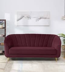 Buy Kaylee Velvet 3 Seater Sofa In Wine