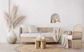 Wicker Chair Sofa Table And Pampas