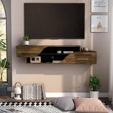 Light Hickory Floating Tv Stand