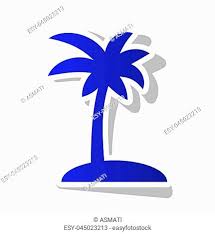 Coconut Palm Tree Sign Cmyk Icons On