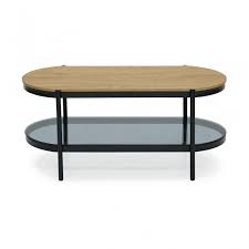 Bilbao Oval Coffee Table Mdf Glass Shelf