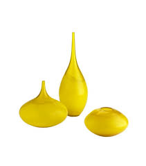 Yellow Glass Vase Set Of 3