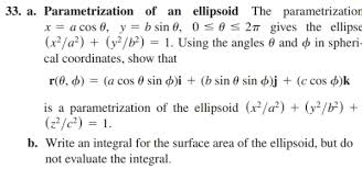 33 A Parametrization Of An Ellipsoid