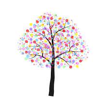 Tree Colorful Spots Paint Design Icon