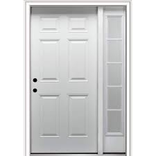 53 In X 81 75 In 6 Panel Right Hand Inswing Classic Primed Fiberglass Smooth Prehung Front Door With One Sidelite