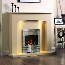Electric Cream Stone Effect Fire Wall