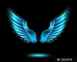 Wall Mural Blue Glowing Angel Wings