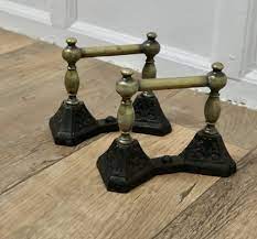 Victorian Brass And Iron Andirons Or