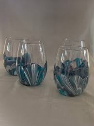 Hand Marbled Wine Glasses