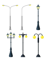 Modern Outdoor Lamp Posts Icon Set