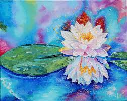 Lotus Flower Painting Canvas Original