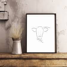Cow Line Art Cattle Print Cow Print