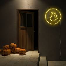Faux Neon Cat Light For Wall Art