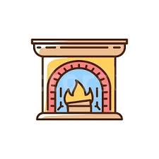 Wood Burning Fireplace Rgb Color Icon
