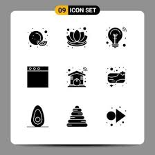 9 User Interface Solid Glyph Pack Of