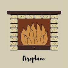 Old Fireplace Vector Art Icons And