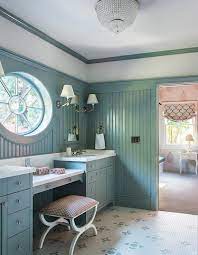 Blue Beadboard Bathroom Walls