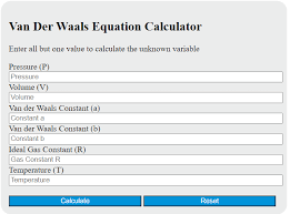 Van Der Waals Equation Calculator